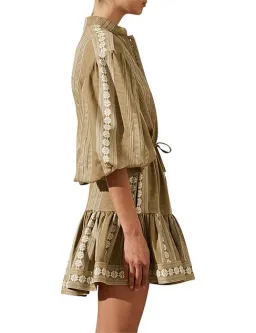 Shona Joy Lizete Balloon Sleeve Drawstring Mini Dress Multi Size 10 for rent on The Volte - image 4
