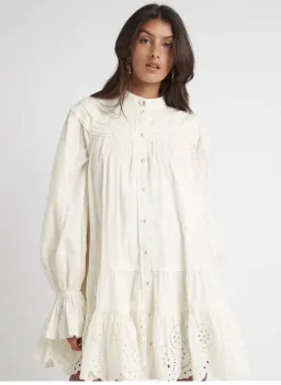 Aje Salita Longsleeve Broderie Smock Dress Ivory Size 10 for rent on The Volte - image 2