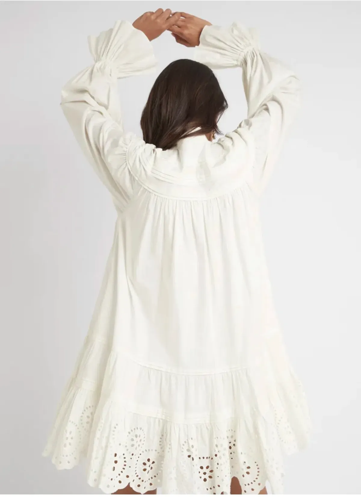 Aje Salita Longsleeve Broderie Smock Dress Ivory Size 10 - Image 7