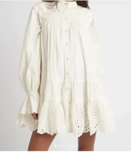 Aje Salita Longsleeve Broderie Smock Dress Ivory Size 10 for rent on The Volte - image 3