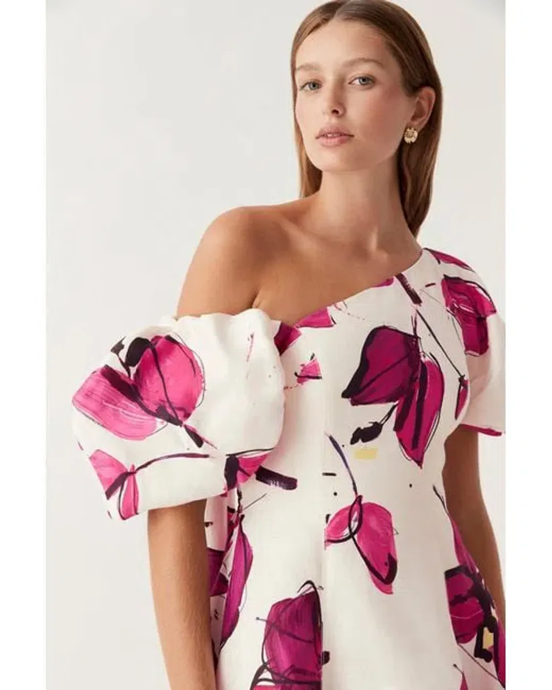 AJE Arista Tulip Sleeve Midi Dress Falling Floral Size 10 for rent on The Volte - main image