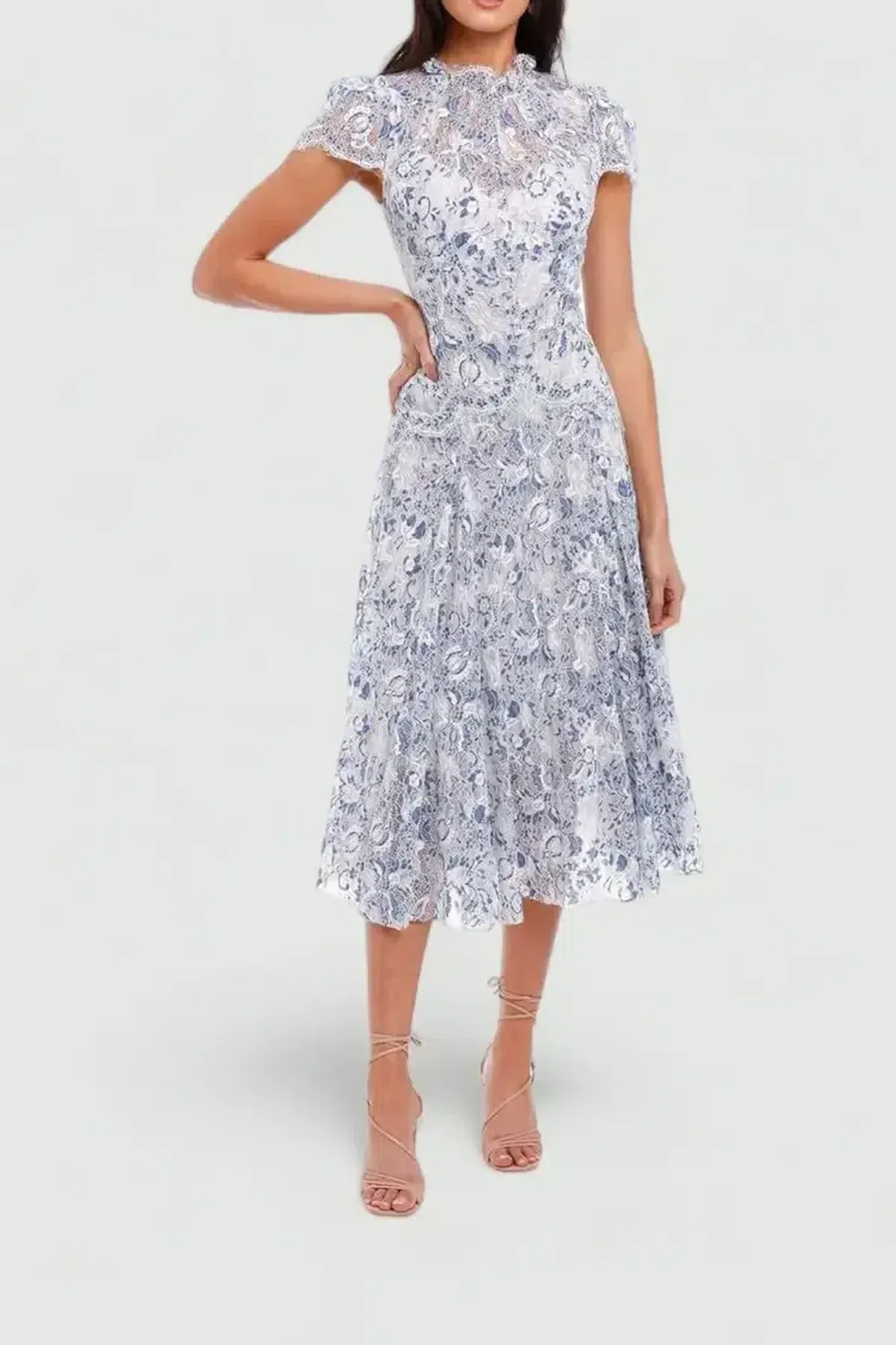 Moss and Spy Elodie Dress Blue Multi Size 14 - Image 2