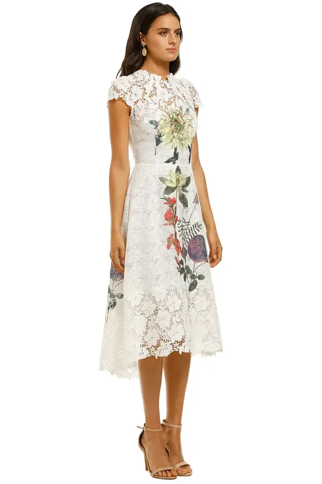 Moss and Spy Fleur Dress Ivory Print Size 12 for rent on The Volte - main image