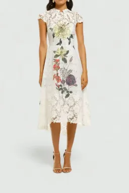 Moss and Spy Fleur Dress Ivory Print Size 14 for rent on The Volte - image 2