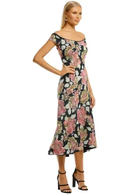 Moss and Spy Beatrice Midi A Line Dress Floral Multi Print Size 8 for rent on The Volte - image 2
