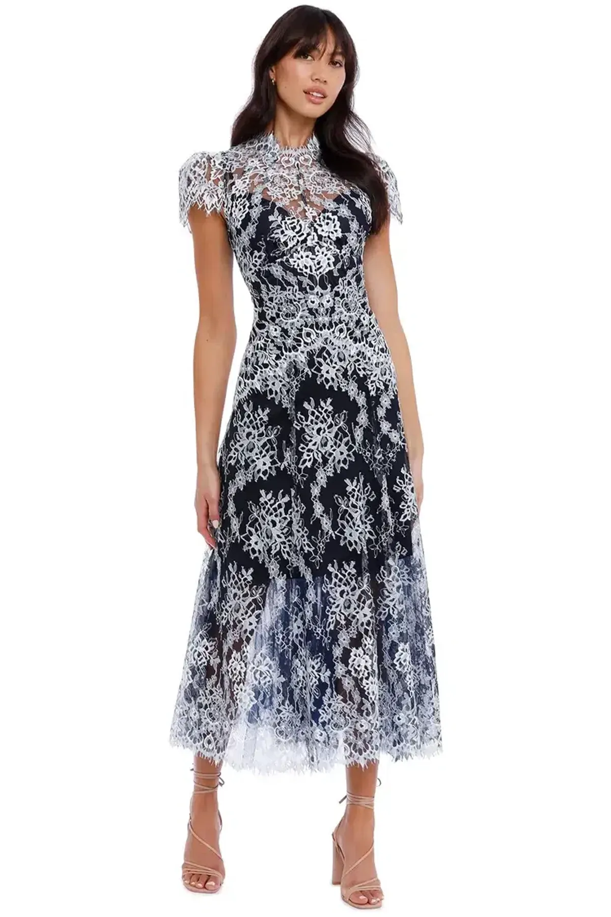 Moss and Spy Natalie Dress Midnight White Navy Size 10 - Image 1