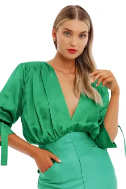 Nicola Finetti Arida Low Plunge Dress Green Size 12 for rent on The Volte - image 4