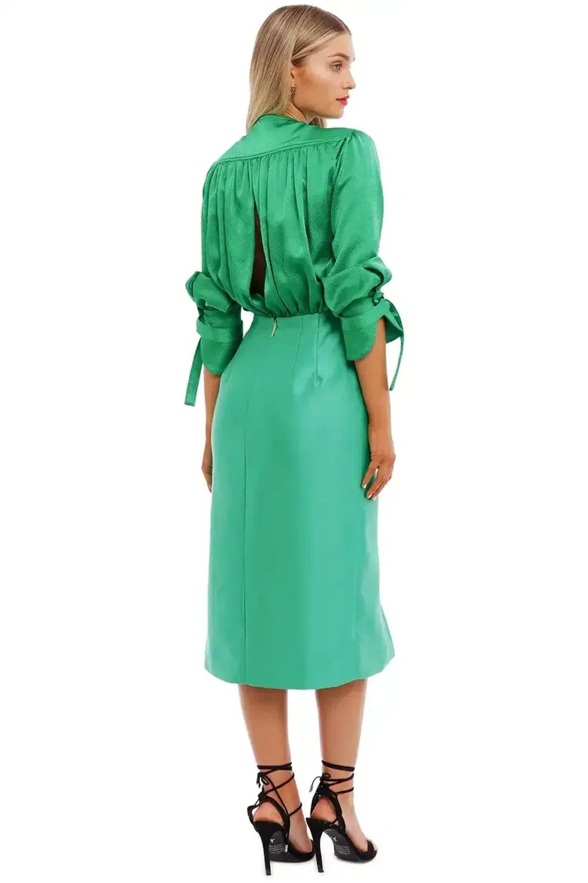 Nicola Finetti Arida Low Plunge Dress Green Size 14 - Image 2