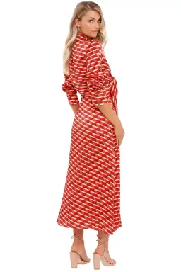 Nicholas Perle Tie Front Midi Dress Geo Print Multi Print Size 14 for rent on The Volte - image 2