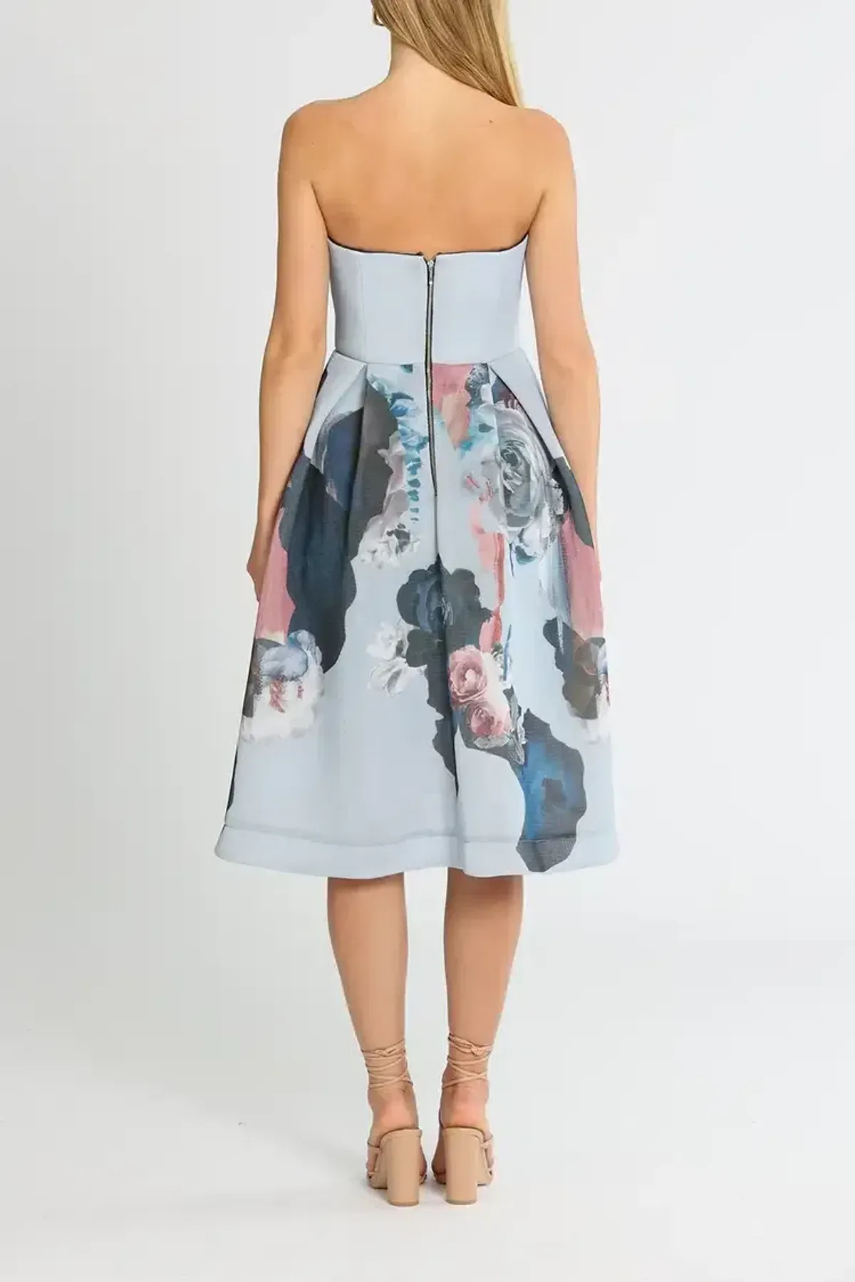 Nicholas Floral Mesh Ball Dress Print Size 8 - Image 3