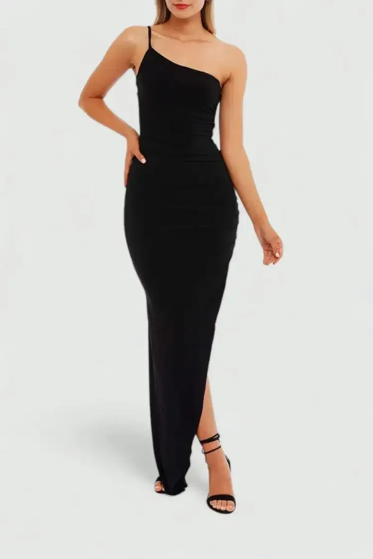Nookie Aria One Shoulder Gown Black Size 10 for rent on The Volte - main image