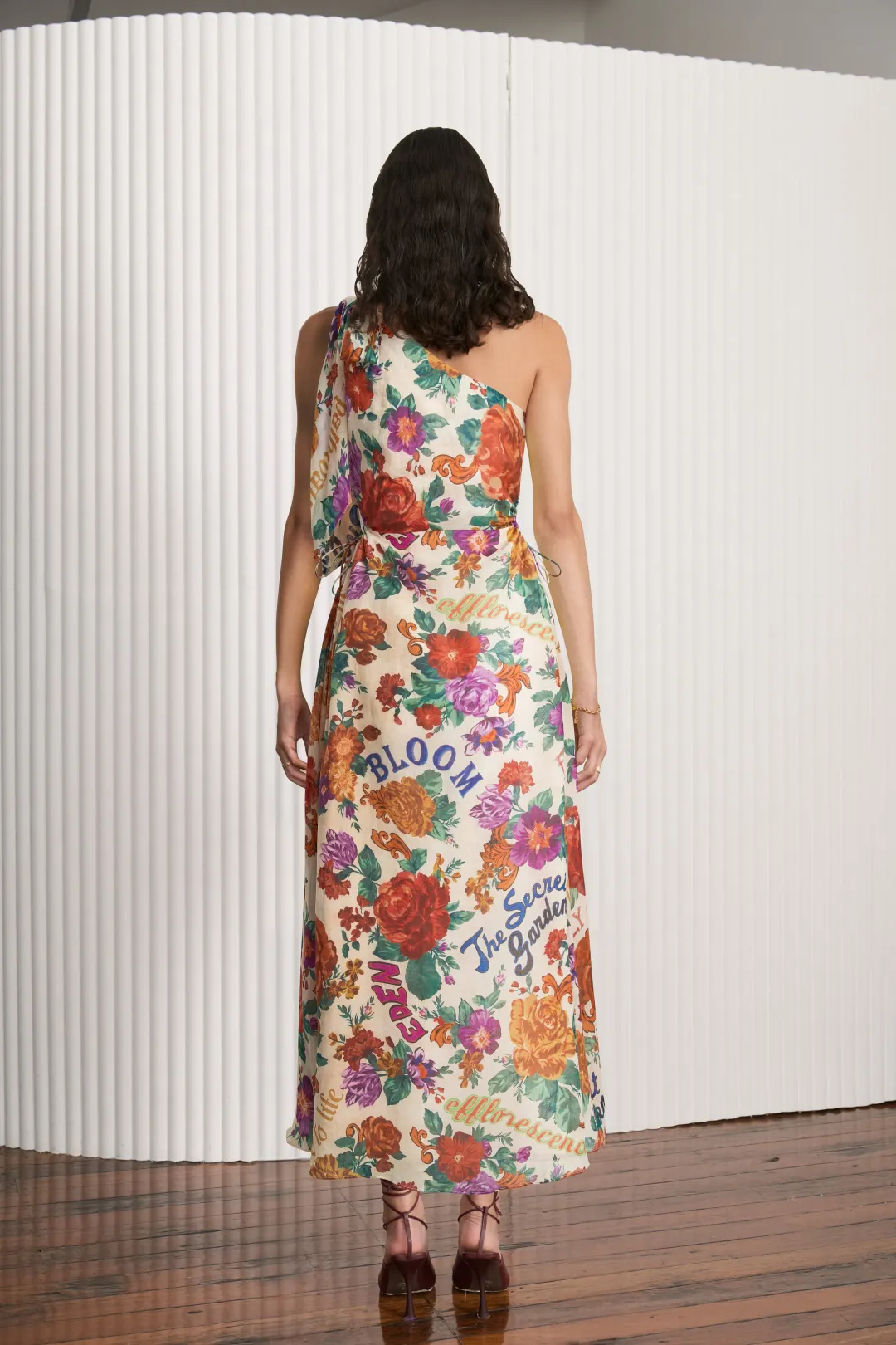 Kate Ford Palermo Tie Cut Midi Dress Floral Size 10 for rent on The Volte - main image