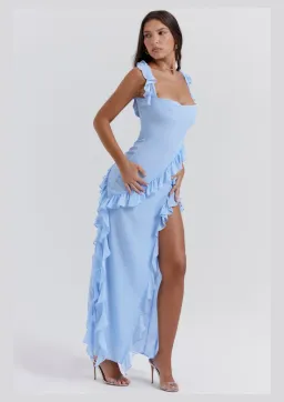 House Of CB Ariela Ruffle Maxi Dress Blue Size S / AU 8 for rent on The Volte - image 1