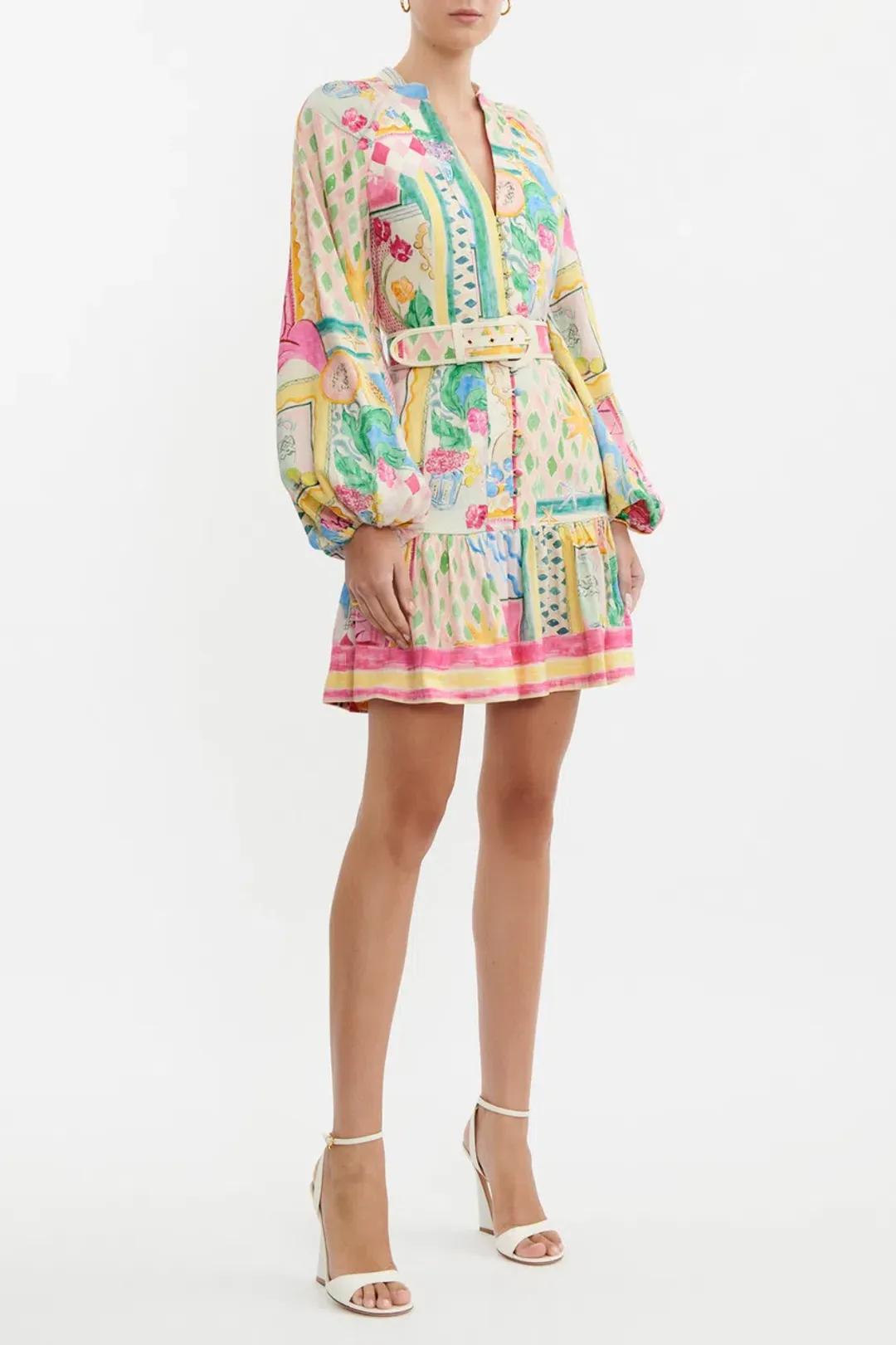 Rebecca Vallance Le Mur Rose Mini Dress Multi Floral Size 16 for rent on The Volte - main image