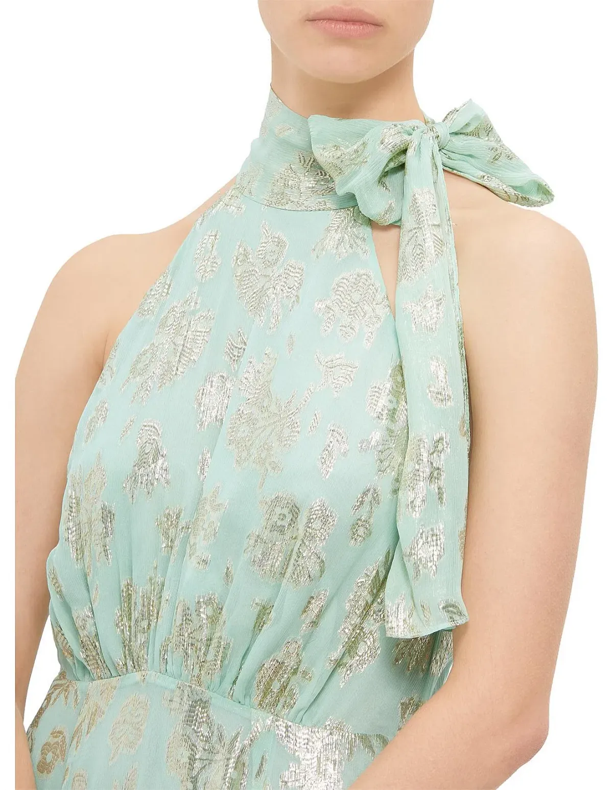 Rixo Valerie Silk Midi Dress Metallic Mint Size - Image 3