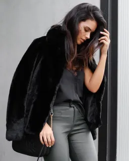 Ena Pelly Lizzie Faux Fur Jacket in Black | Medium (AU 10) for rent on The Volte - image 1
