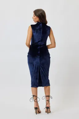 Bianca And Bridgett Velvet Midi Length Dress In Navy Size 16 for rent on The Volte - image 2