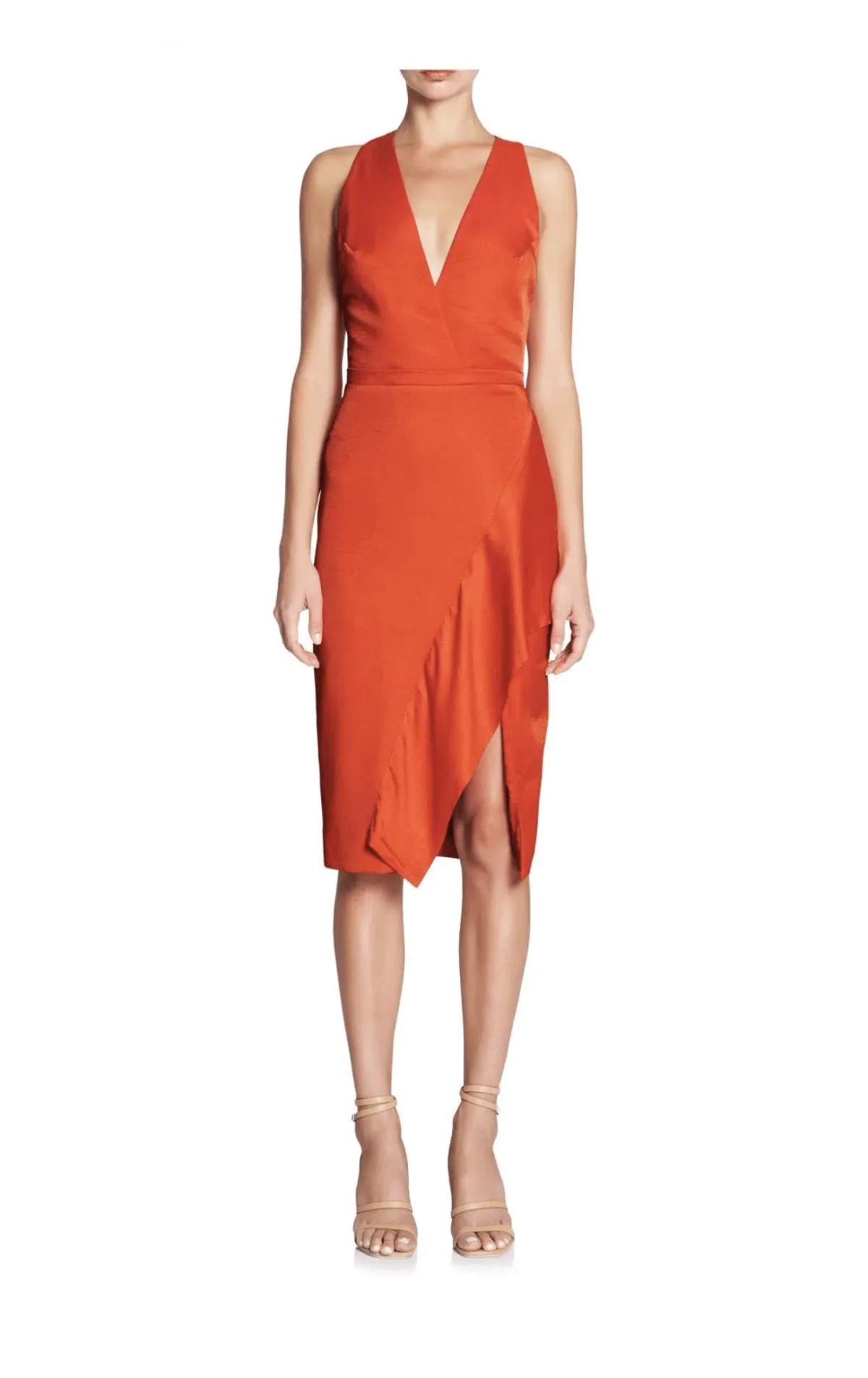 Manning Cartel Cocktail Hour V-Neck Dress Orange Size 8 - Image 1