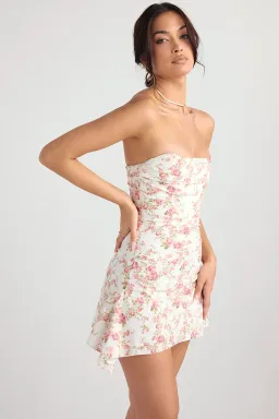 House Of Cb Jasmine Draped Corset Mini Dress Rose Print Size 6 for rent on The Volte - image 3