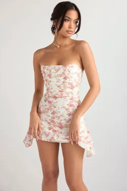 House Of Cb Jasmine Draped Corset Mini Dress Rose Print Size 6 for rent on The Volte - image 2