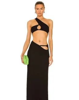 Christopher Esber Looped Torso Rib Maxi Dress Black Size 6 for rent on The Volte - image 2