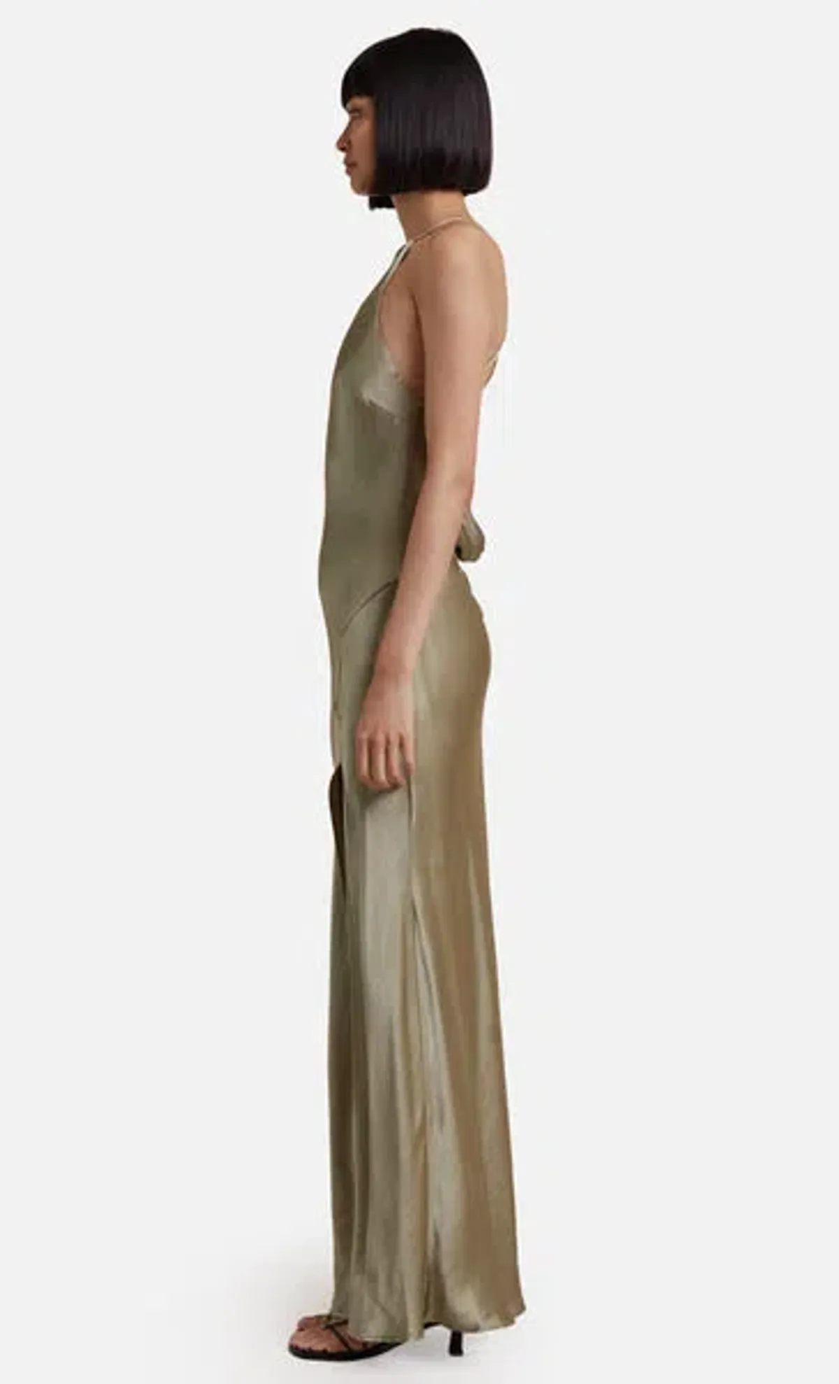 Bec & Bridge Loren Halter Midi Dress Sage Size 6 - Image 4