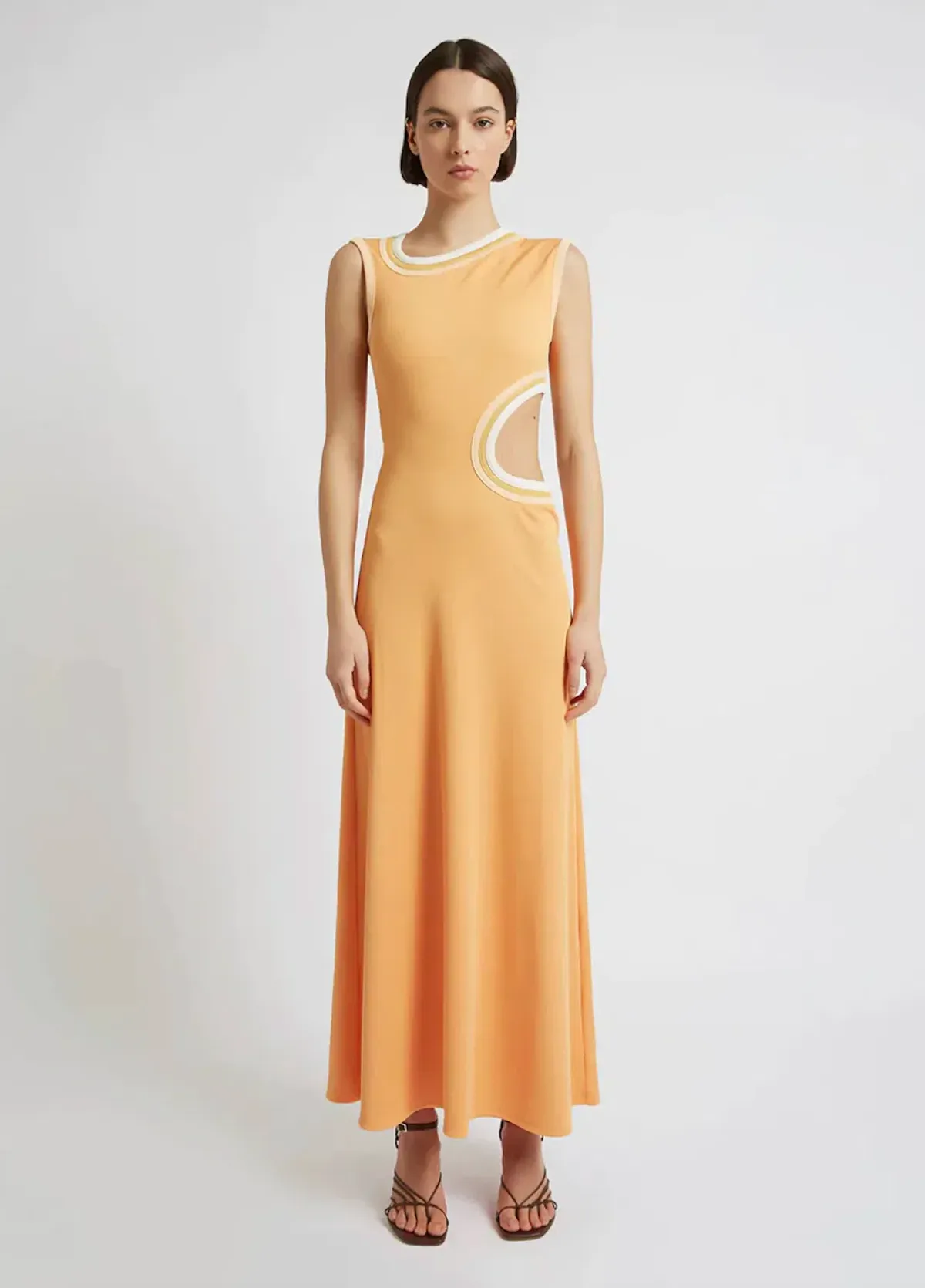 Christopher Esber Skewed Neck Multi Bind Dress Orange Size AU 4 for rent on The Volte - main image