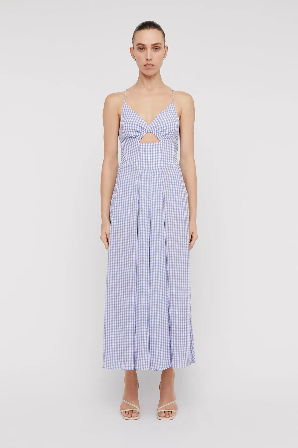 Scanlan Theodore Strappy Gingham Dress Mauve Size 6 - Image 1