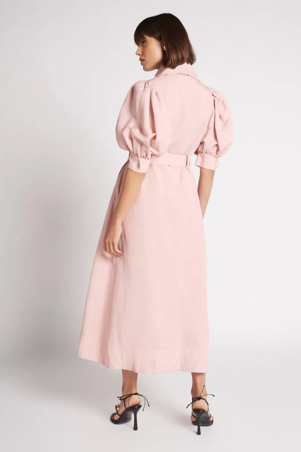 Aje Madeleine Belted Midi Dress Dusty Pink Size 16 - Image 2