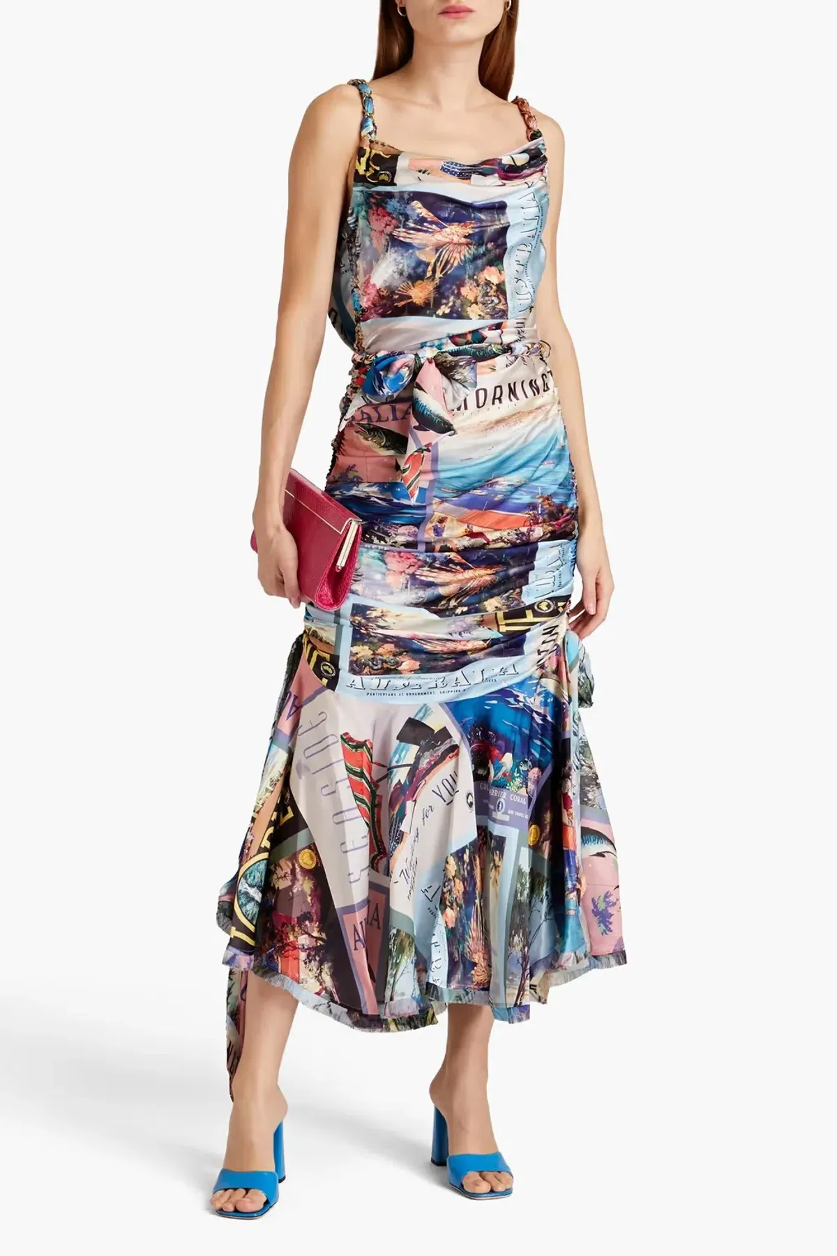 Zimmermann Postcard Chain Tie Midi Dress Print Size 0/AU 8 - Image 1