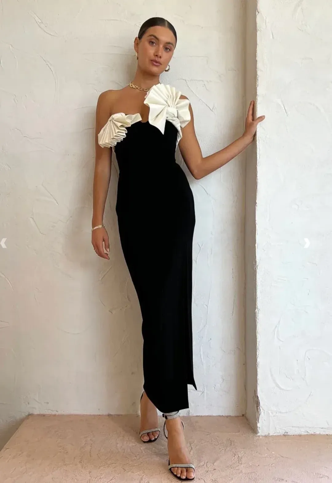 Rachel Gilbert Lavina Midi Dress Black/White Size 1 / AU 8 for rent on The Volte - main image