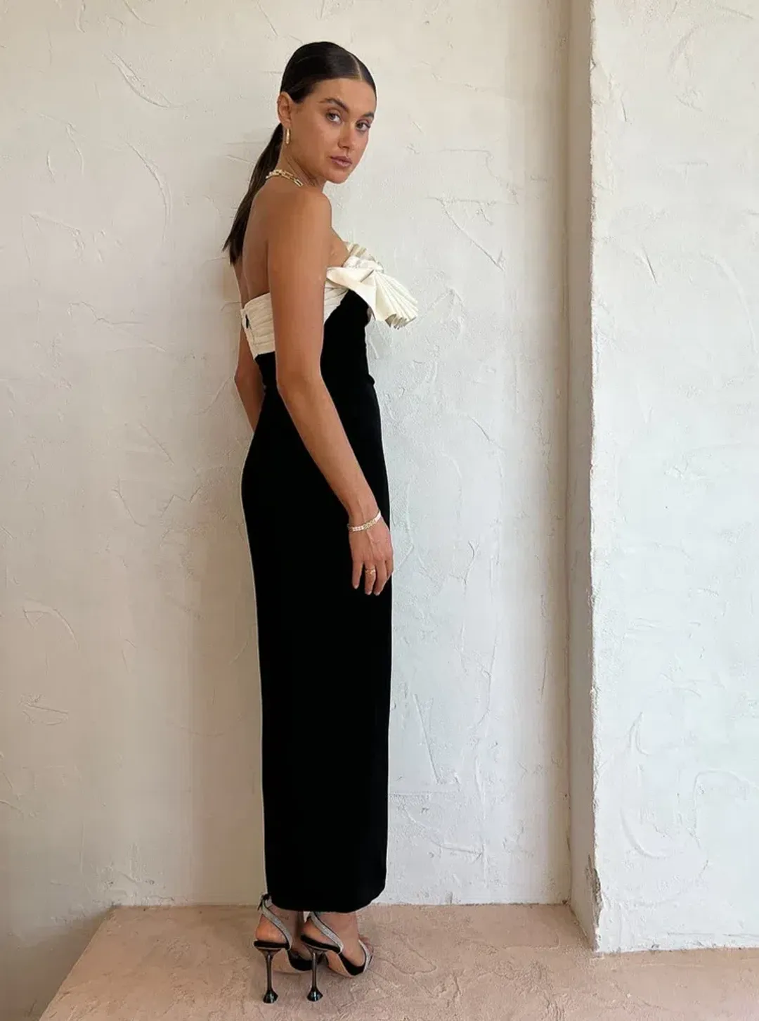 Rachel Gilbert Lavina Midi Dress Black/White Size 1 / AU 8 for rent on The Volte - main image