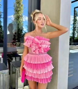 Eliya the Label Josephine Mini Dress in Pink Size M / AU 10 for rent on The Volte - image 4