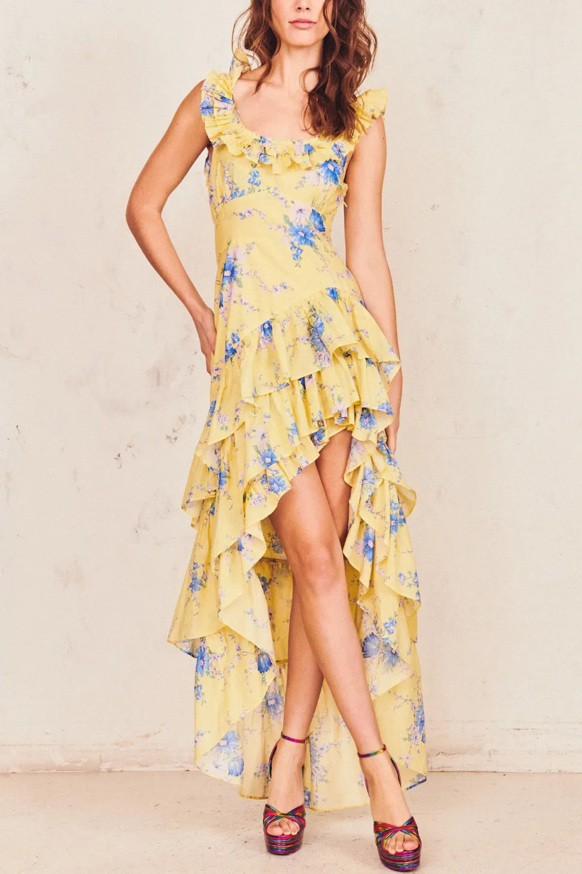 LoveShackFancy Winslow Dress Yellow Floral Size 8 - Image 1