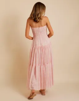 Lover Marigold Pleated Maxi Dress Pink Size 8 for rent on The Volte - image 3