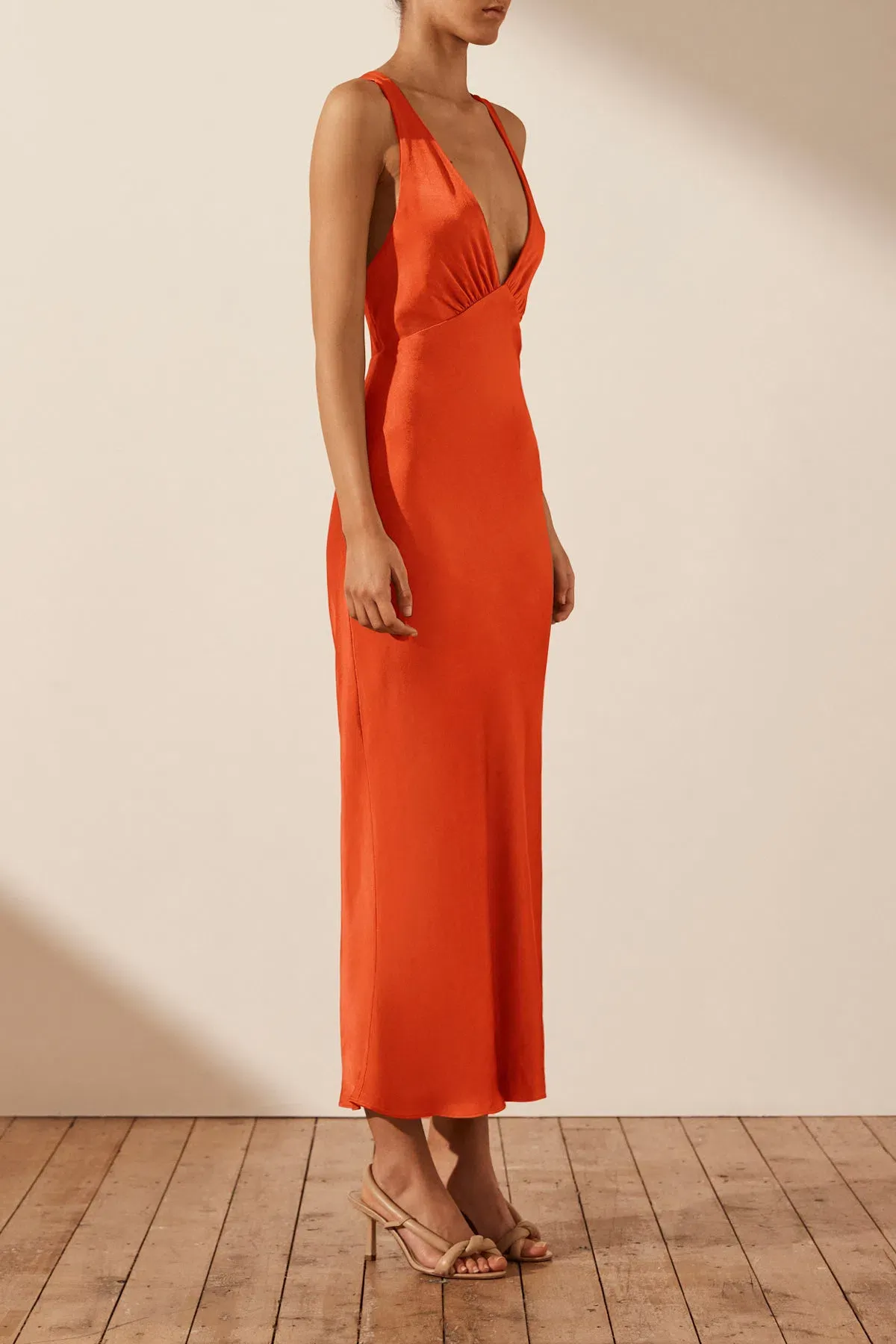 Shona Joy Milo Plunge Cross Back Dress Hibiscus Size 10 - Image 2