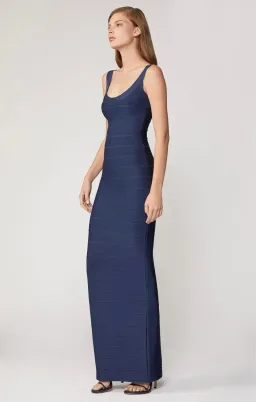 Herve Leger Navy Round Neck Gown Size XXS/AU 4 for rent on The Volte - image 2