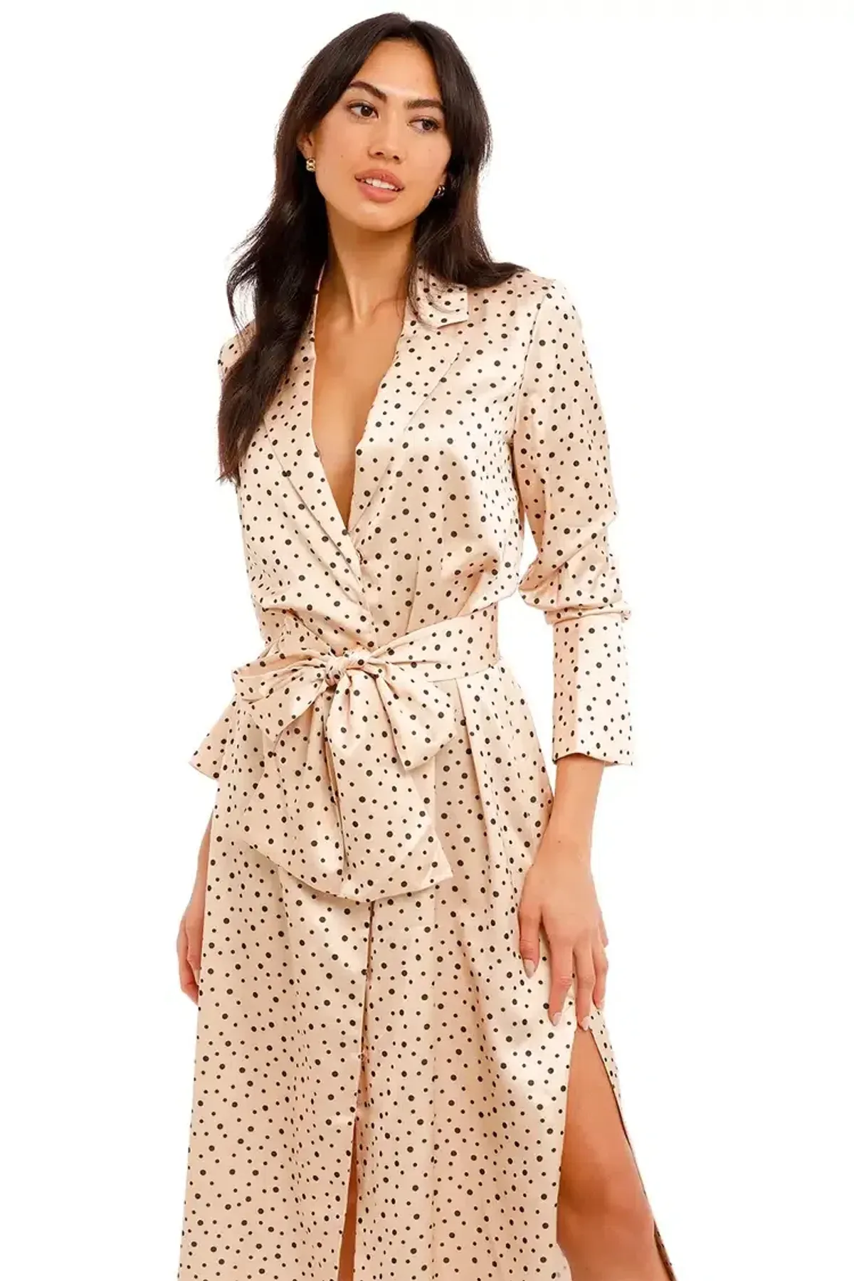 Significant Other Amara Dress Cream Black Polka Print Size 8 - Image 5