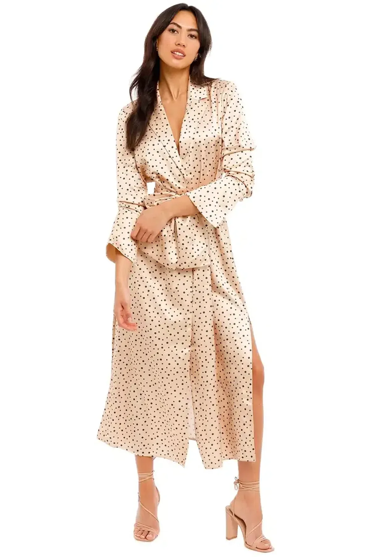 Significant Other Amara Dress Cream Black Polka Print Size 8 - Image 4