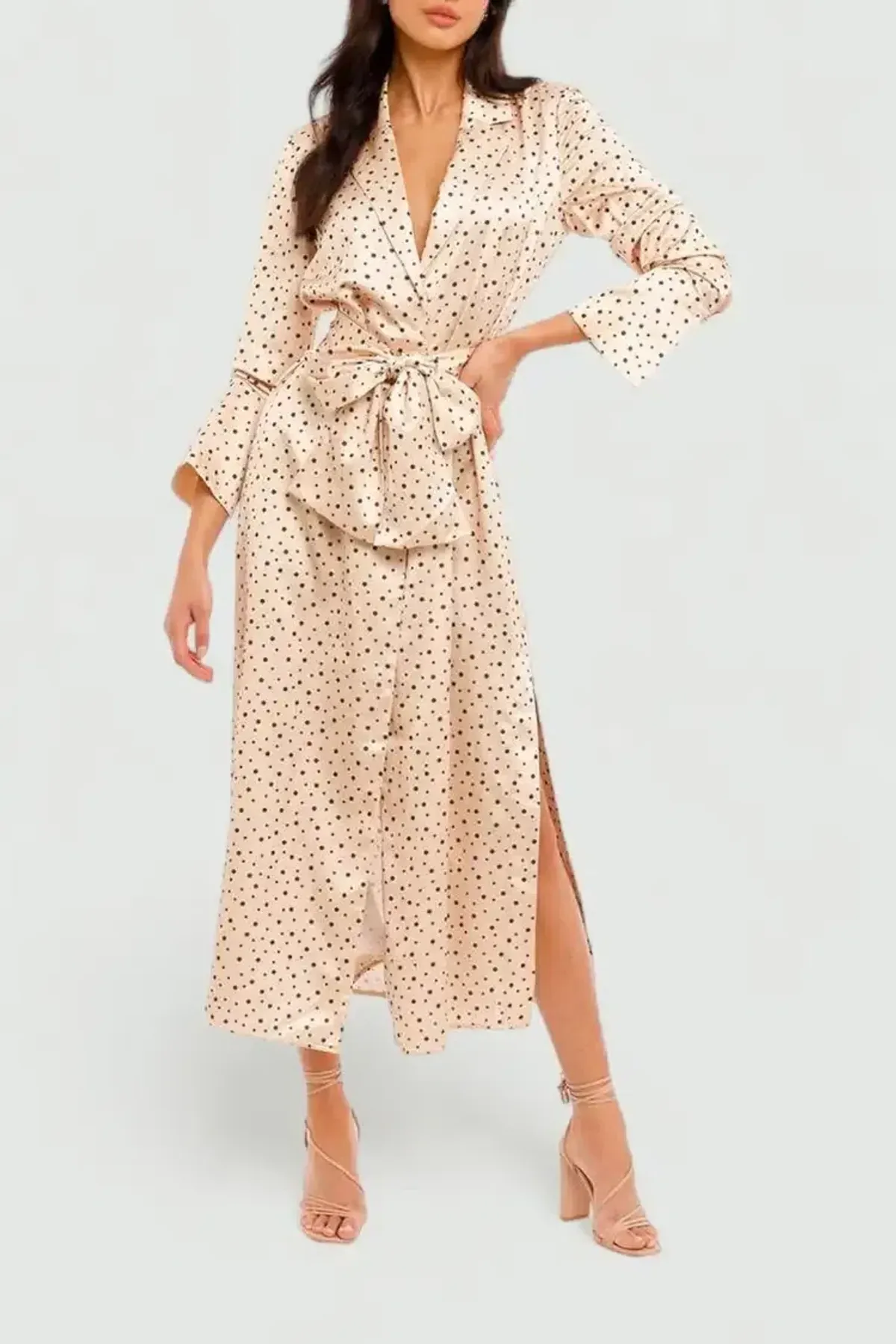 Significant Other Amara Dress Cream Black Polka Print Size 8 - Image 1