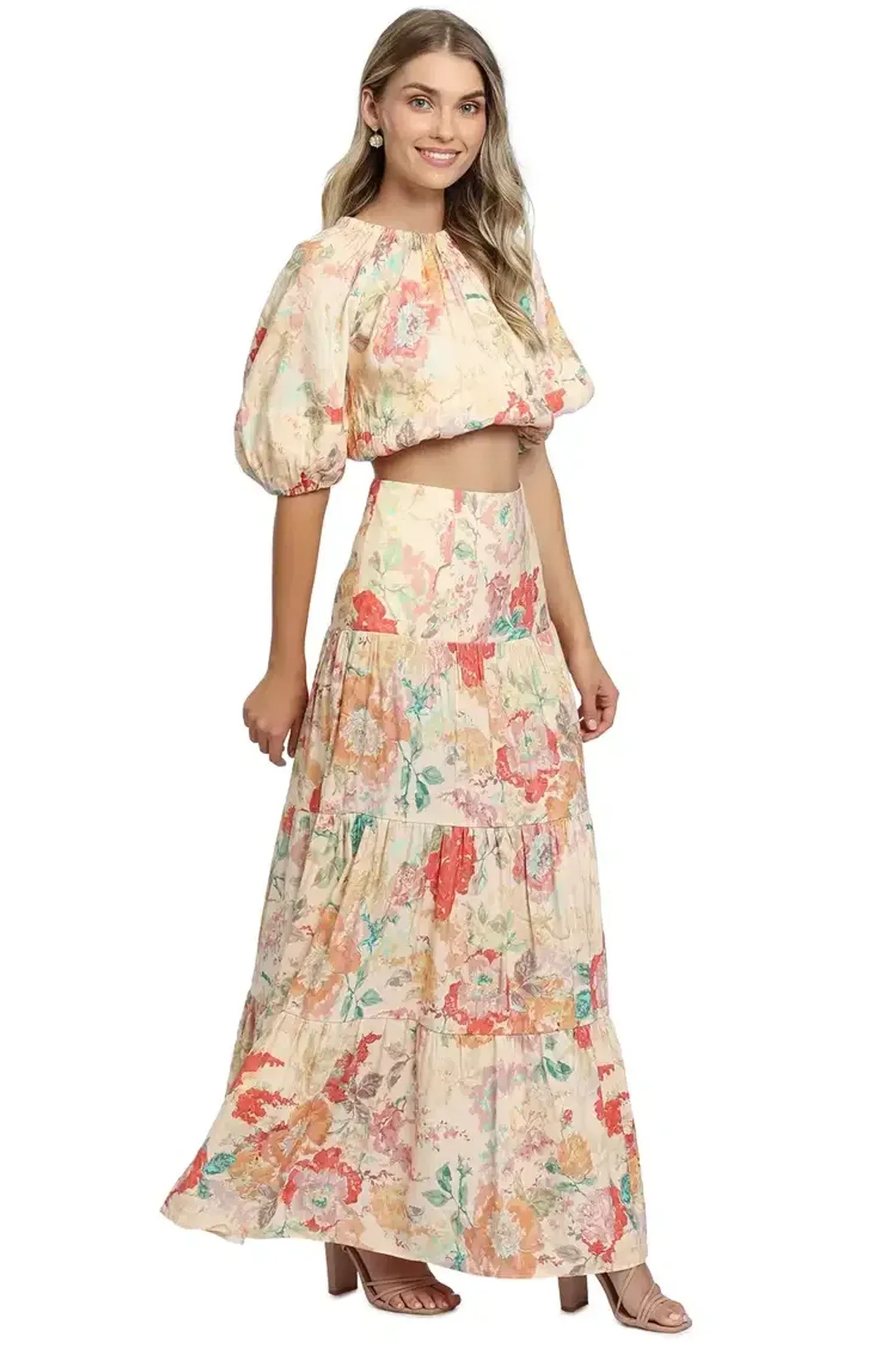 Significant Other Salvador Top and Skirt Set Picnic Peonies Multi Print Size 10 for rent on The Volte - main image
