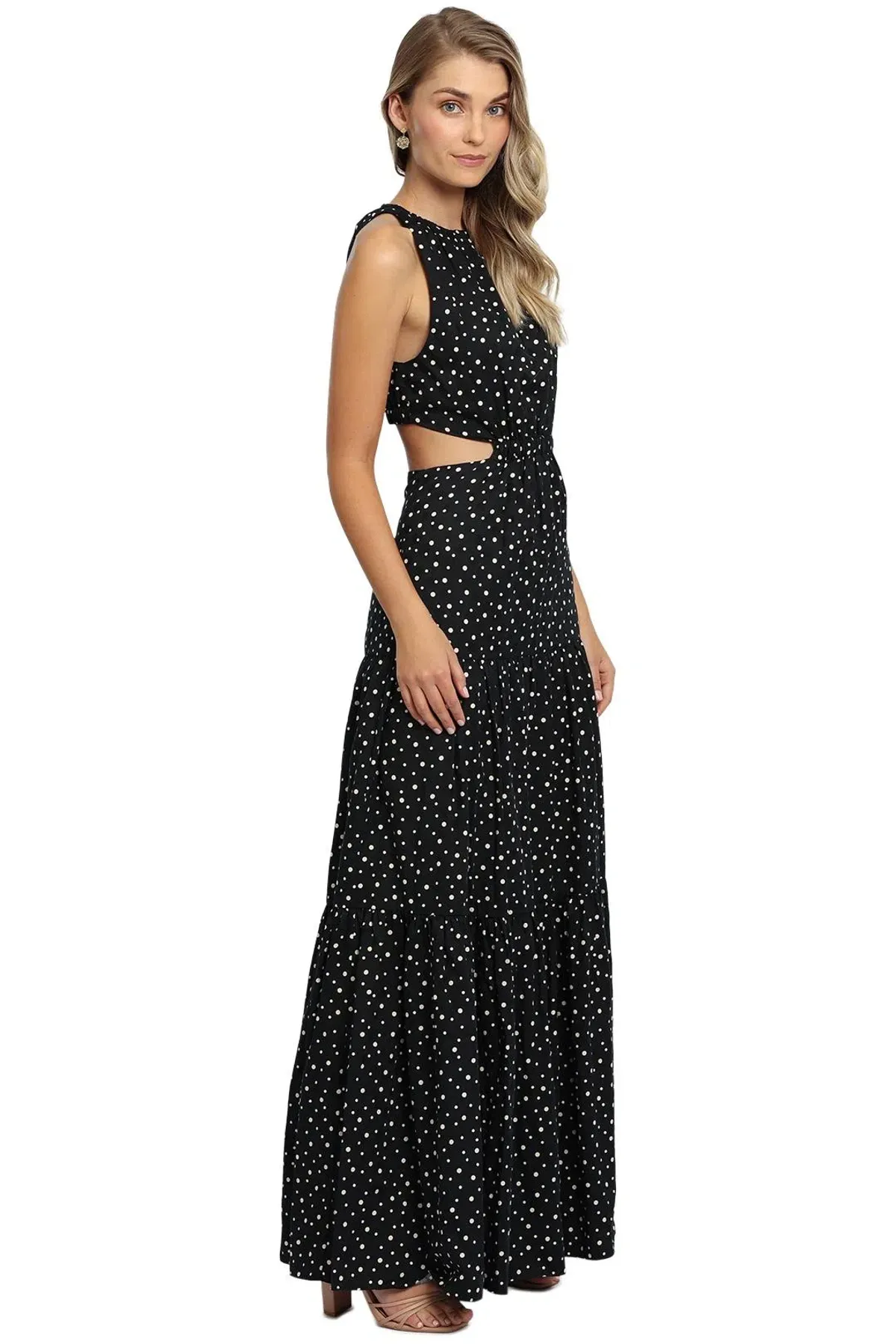 Significant Other Poppy Dress Black Cream Polka Black and White Print Size 8 - Image 2