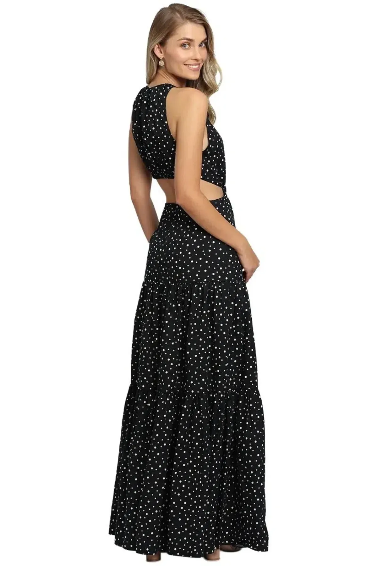 Significant Other Poppy Dress Black Cream Polka Black and White Print Size 8 - Image 3