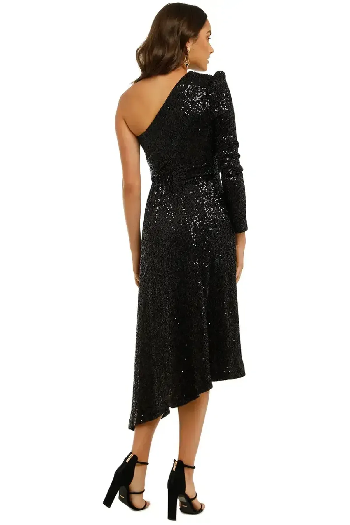 Rebecca Vallance Mona 1 Sleeve Midi Dress Black Size 6 - Image 3