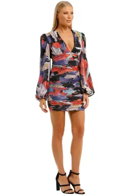 Rebecca Vallance Belladonna LS Mini Dress Print Multi Print Size 12 for rent on The Volte - image 2