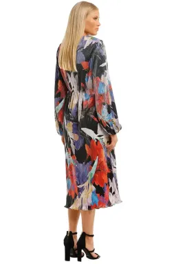 Rebecca Vallance Belladonna LS Midi Dress Print Multi Print Size 10 for rent on The Volte - image 3