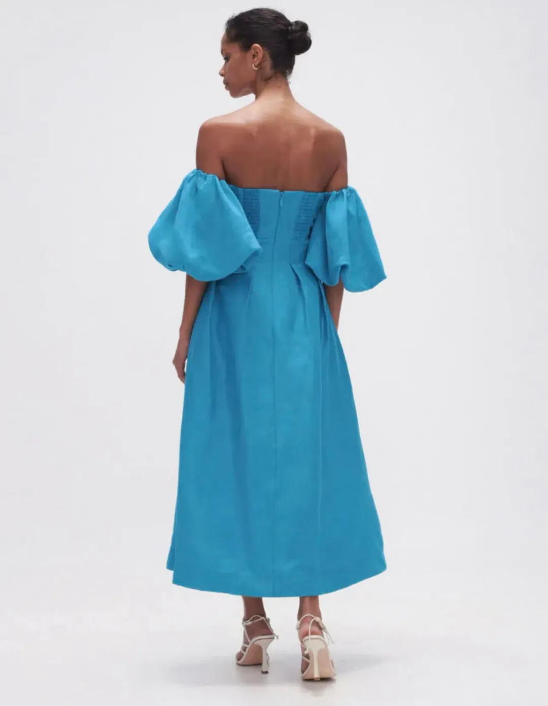 Aje Eugenie Off Shoulder Midi Dress Blue Size 12 for rent on The Volte - main image