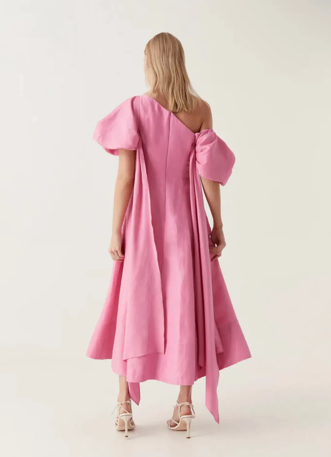 Aje Arista Tulip Sleeve Midi Dress pink Size 14 for rent on The Volte - main image