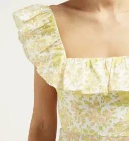 Zimmermann Goldie Ruffle Neck Mini Dress in Citrus Floral Size 0 / Au 8 for rent on The Volte - image 2