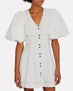 Aje Cherished Puff Sleeve Linen Mini Dress White Size 16 for rent on The Volte - image 2